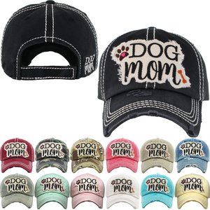 DOG MOM WASHED VINTAGE BALLCAP hat (colors)